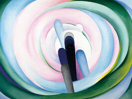 O'Keeffe: Grey Blue & Black, Pink Circle