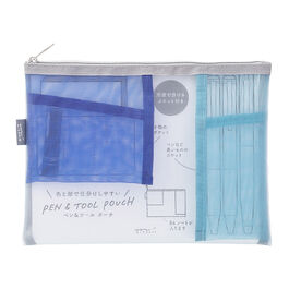 Blue mesh zip pouch
