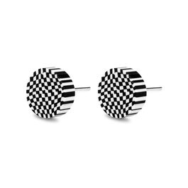 Circle check stud earrings